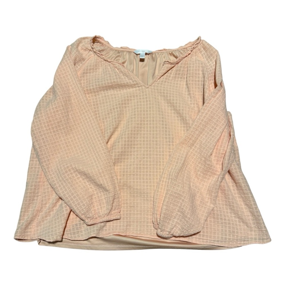 LC Lauren Conrad Blush Textured Lined Blouse XXL Elastic Wristband